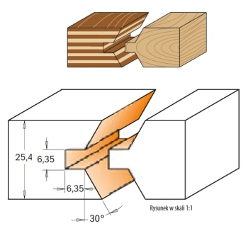 Zestaw frezów do łączeń (60°) D=40 I=25,4 A=30 S=12, CMT 955.510.11