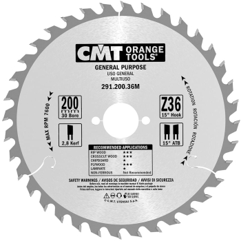 D=200 F=30 Z=36 Piła uniwersalna do elektronarzędzi CMT, 291.200.36M