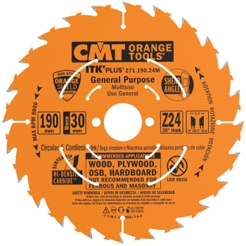 D=190 F=30 Z=24 Ultra cienka piła do ciecia uniwersalnego w tym do elektronarzędzi CMT , 271.190.24M